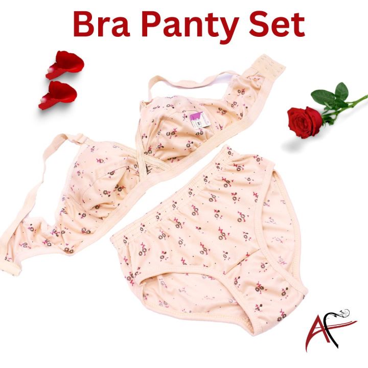 A.Fashion Lingerers set 02 Pcs Bra and Panties for girls Jersey Fabric Multi colors Printed