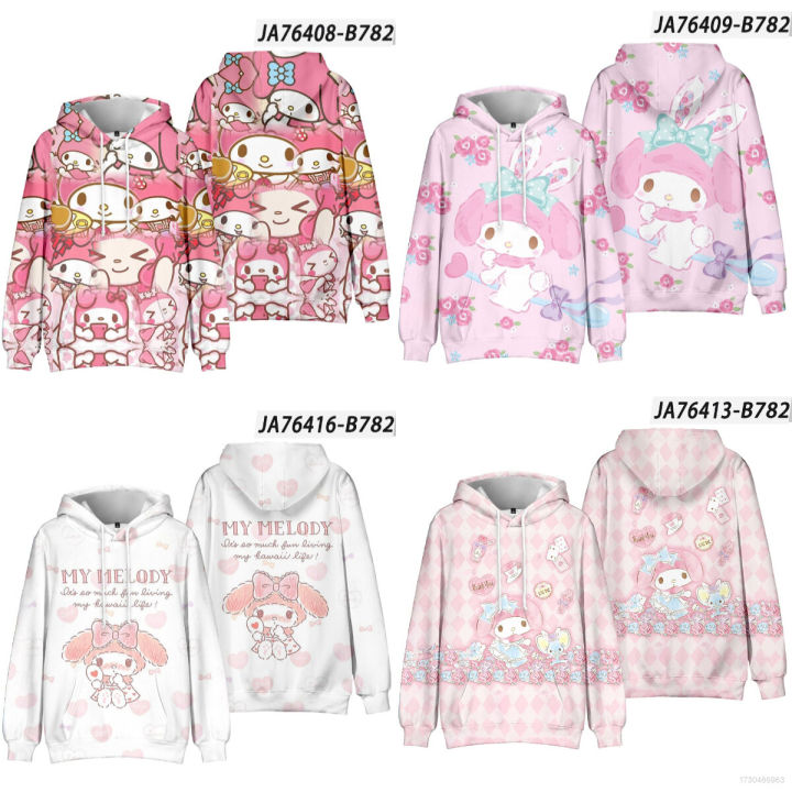 HZ Sanrio Melody Hoodie Long Sleeve Top Anime Cosplay 3D Sweatshirt Pullover Cartoon MY MELODY Hoody Casual Loose Oversize ZH
