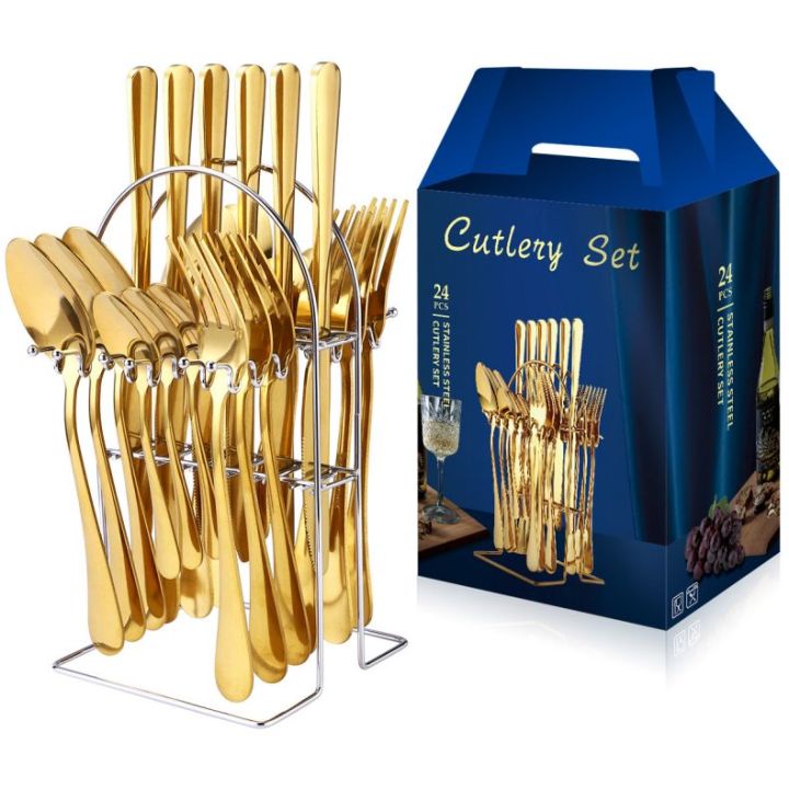24pcs%20Gold%20Dinnerware%20Set%20Stainless%20Steel%20Tableware%20Set%20Knife%20Fork%20Spoon%20Luxury%20Cutlery%20Set%20Gift%20Box%20Flatware%20Dishwasher%20Safe.%20-%20Image%202