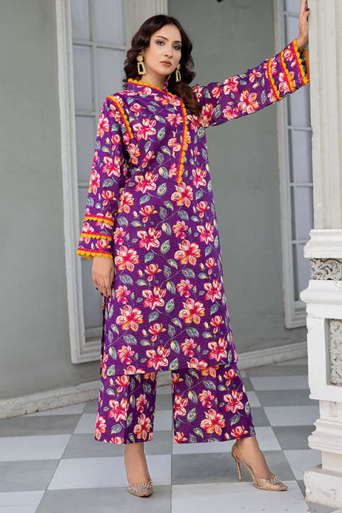 Tzk-38- Safwa Tulip Khaddar Collection Vol-3 Digital Print 2 Piece Unstitched Suit For Women / Unstitched Fabric For Women