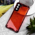 Samsung_ Galaxy S21 FE 5G Cover - Red - Onation Hybrid Series Soft Borders Hive Shell Semi Transparent Back TPU Protective Case. 