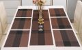 7Pcs Table Mat & Table Runner Set Heat Resistant Placemats, Stain Resistant Washable PVC Table Mats for Dining Table Woven Placemat. 