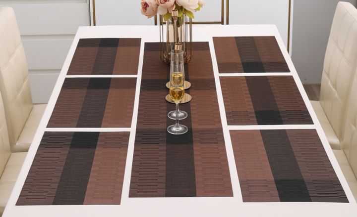 7Pcs%20Table%20Mat%20&%20Table%20Runner%20Set%20Heat%20Resistant%20Placemats,%20Stain%20Resistant%20Washable%20PVC%20Table%20Mats%20for%20Dining%20Table%20Woven%20Placemat%20-%20Image%203