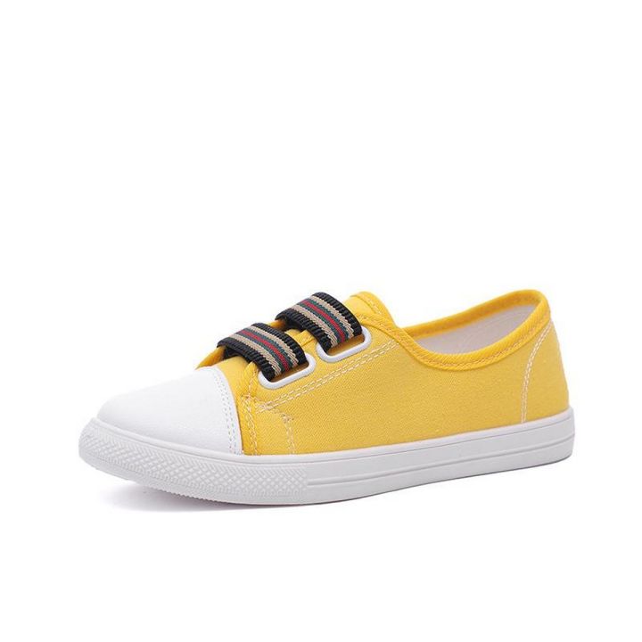 Women Orange Flat Bottom Canvas Sneaker Shoes