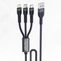 FASTER D4 Quick Charge Denim Braided 3-in-1 Data Cable. 