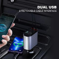 120W 4 IN 1 Retractable Car Charger Fast Charge Cord Cigarette Lighter Adapter. 