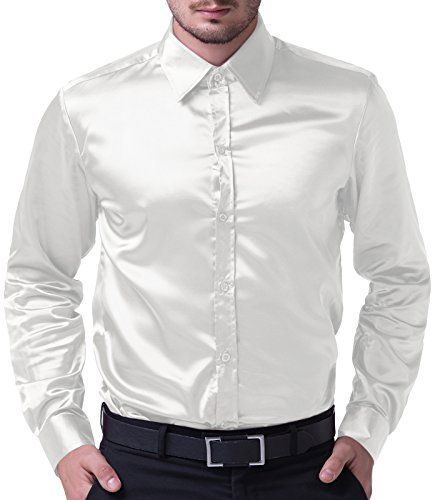 Men's Dress Shirt White Smooth Slik || SHINE DRESS SHIRT