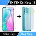 Infinix Note 11 Polish Glass Screen Protector + Back Matte Protector Fiber Carbon Soft Skin Sheet For Infinix Note 11. 