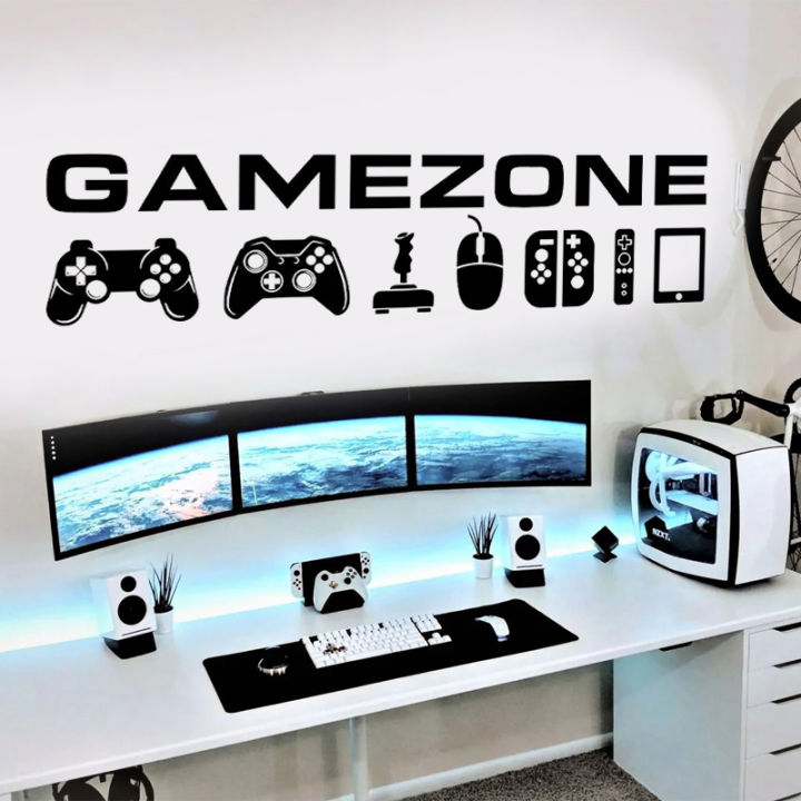 Game Zone Controllers Wall Decal Vinyl Art Home Decor Gaming Room Gamer Video Game Sticker Removable Wallpaper Mural