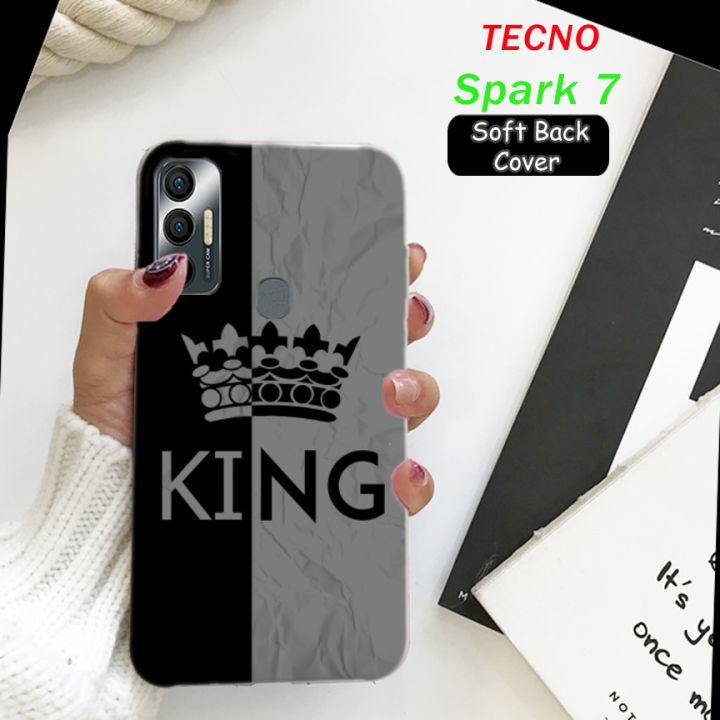 Tecno Spark 7 Pouch Cover Grey - King Soft Back Cover Case For Tecno Spark 7
