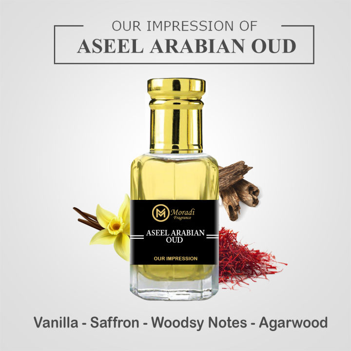 Moradi Aseel Arabian Oud Impression Attar for Men Long Lasting Perfume Fragrance Oil