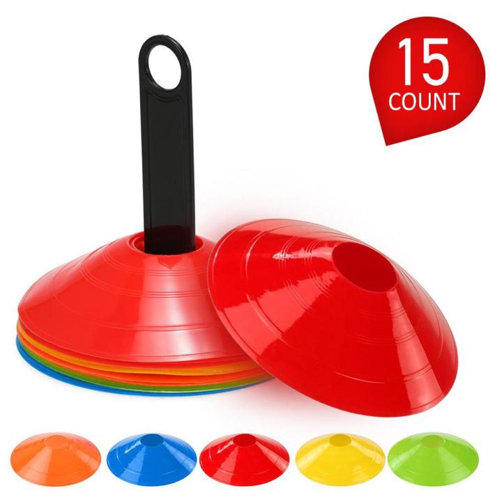 15Pcs Agility Disc Cone Set Multi Sport Training Space Cones With Plastic Stand Holder For Soccer Football Ball Game Disc Mini Training Cones Field Markers