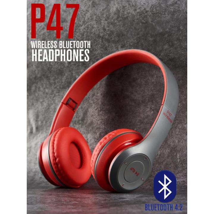 p47 wireless headphones Bluetooth Foldable Headset with Microphone FOR gaming and laptop used wireless headphones, stereo headphones with mic, wireless earphones, 5.0+EDR technology, compatible with PC, TV, smart phones and tablets