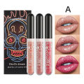 3Pcs/set Halloween Diamond Glitter Lip Gloss Kit Waterproof Glitter Liquid Black Lipstick Shimmer Lip Tint. 