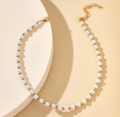 Simulated Shell Pearls Necklace for Women Round White Pearl Necklace Strand Pearl Jewelry. 