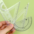 4Pcs/Set 4 in 1 Straight Triangle Ruler Set Plastic Transparent Ruler Protractor Triangle Ruler Measure Draw School Office Supplies School Office Supplies. 