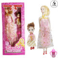 3 Pcs Dress Up Set Barbie Doll With Baby Doll & Feeder - Fashion Clothes Skirt Casual Clothes Suit Girl toys - Cute Barbie Beautiful Long Hair Doll Moveable Joints With Shoes and Flexible Body Gift Set For Girl - Dressing Will Be Random - 12 Inch. 