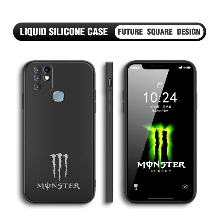UCUC for Infinix Hot 10 Case Trendy Graffiti Monster Paw Print Cover Thin Soft Luxury Square Liquid Silicone Phone Case