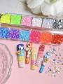 Gemzee 12 Grid Jelly Flat Back Rhinestones 2000Pcs 3mm Starter Kit with Tweezer Caryon Pencil & B-7000 5ml Glue | Nail Art Bedazzle DIY Craft. 