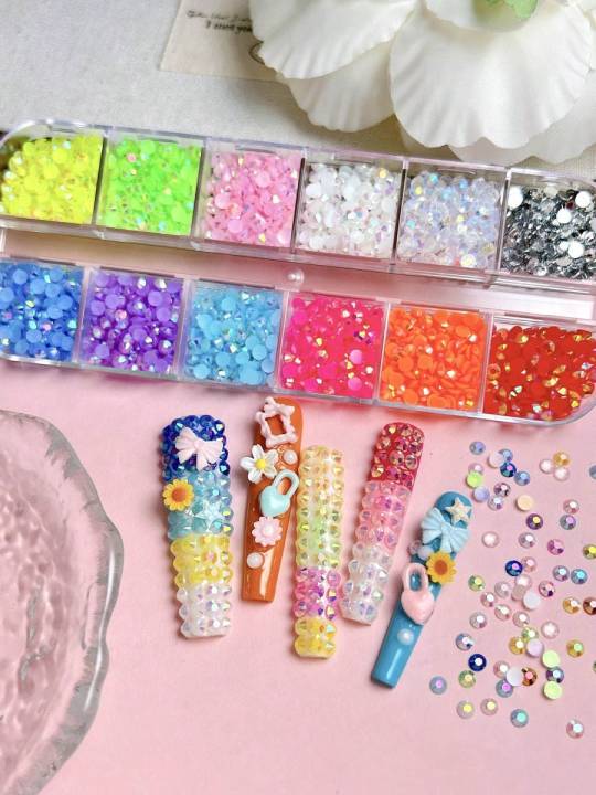Gemzee%2012%20Grid%20Jelly%20Flat%20Back%20Rhinestones%202000Pcs%203mm%20Starter%20Kit%20with%20Tweezer%20Caryon%20Pencil%20&%20B-7000%205ml%20Glue%20%7C%20Nail%20Art%20Bedazzle%20DIY%20Craft%20-%20Image%203