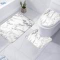 3 Pieces Bathroom Rug Set Polyester Fiber Washable Toilet Floor Carpet. 