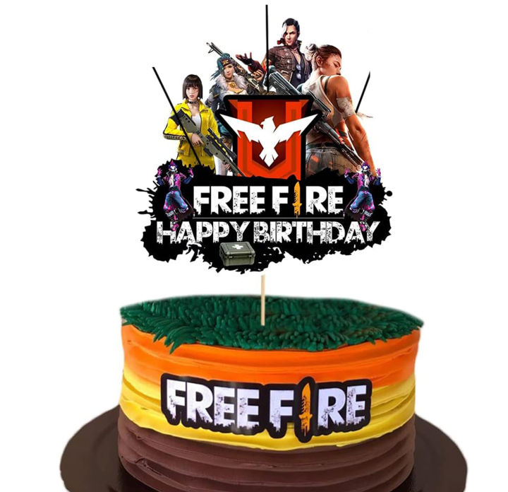 Free Fire Happy Birthday Decoration for Kids cake topper