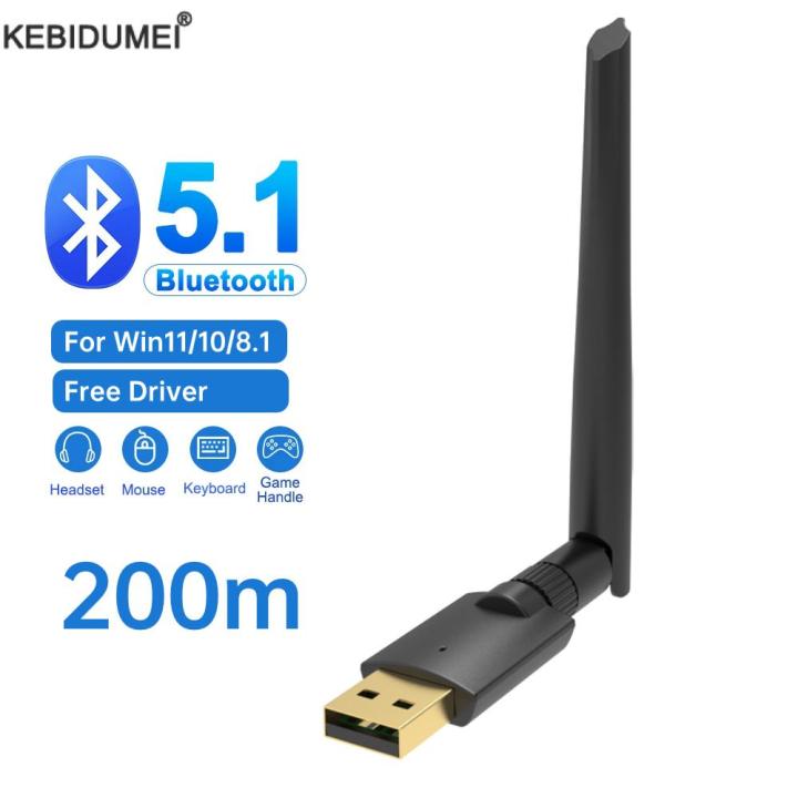 200M Bluetooth 5.1 Adapter 20m USB Bluetooth Dongle Adaptador for Windows 11/10/8.1 Mouse Keyboard Audio Receiver Transmitter