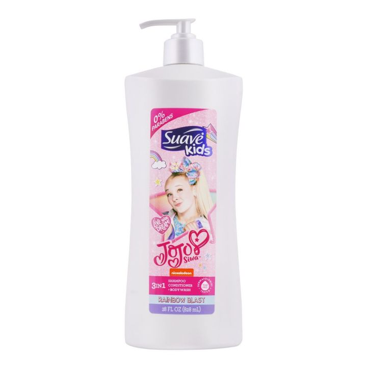 Suave Jojo Siwa 3-in-1 Shampoo Conditioner & Body Wash, Tear-Free 828ml