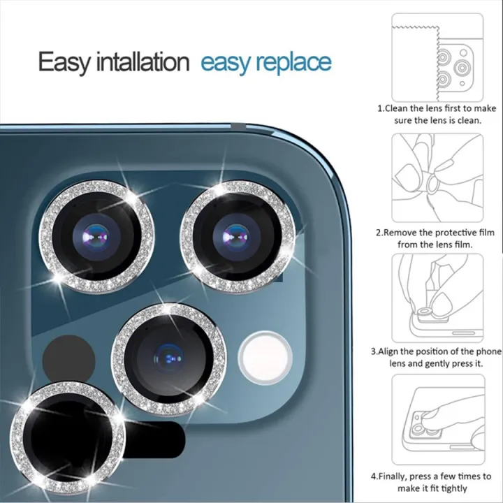 iPhone%2011%2012%20Pro%20Max%20Bling%20Glitter%20Camera%20Lens%20Protector%20Metal%20Ring%20+%20Tempered%20Glass%20-%20Image%208