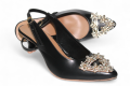 Elegant Black Heels with Silver Buckle, Low Heel Sandals, Wedding & Formal Wear, Comfortable and Chic. 