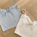 Camisole Womens Summer Elegant All-match Simple New Chic Female Vintage Soft Bow Japanese Style Solid Daily Fashion Leisure. 