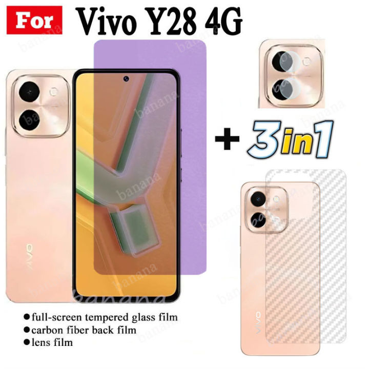 Vivo Y28 4G Anti Blue Light RayTempered Glass For Vivo Y28 5G Y38 Y18 Y18E Y03 Y100 Y02 Y27s Screen Protector+Camera Lens Film+back Film