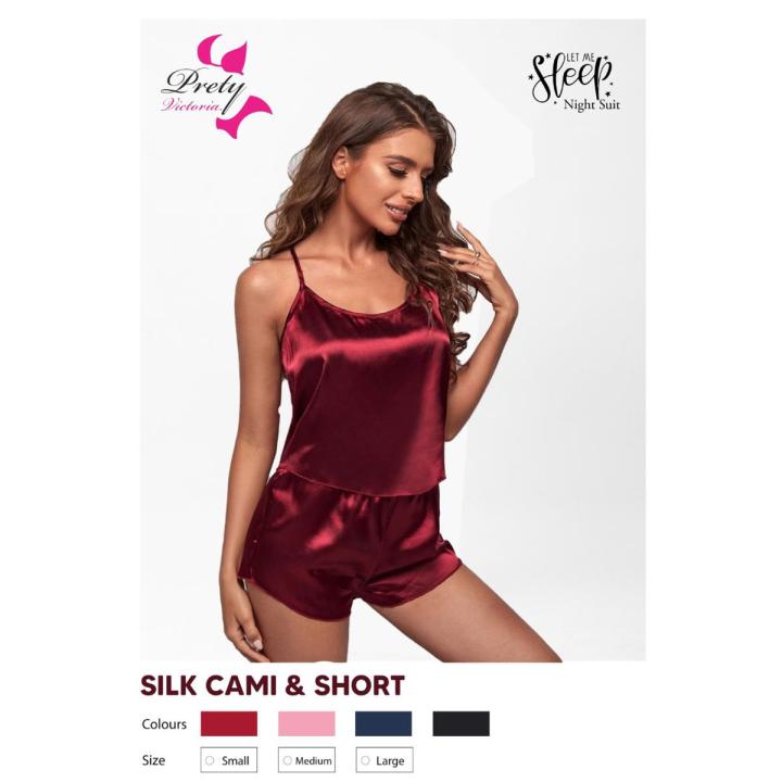 PRETTY VICTORIA - 2 Pc Imported Silk Cami & Short (Night Dress) - 4 Colors (Small/Medium/Large) | Daraz.pk PRETTY VICTORIA - 2 Pc Imported Silk Cami & Short (Night Dress) - 4 Colors (Small/Medium/Large) | Daraz.pk