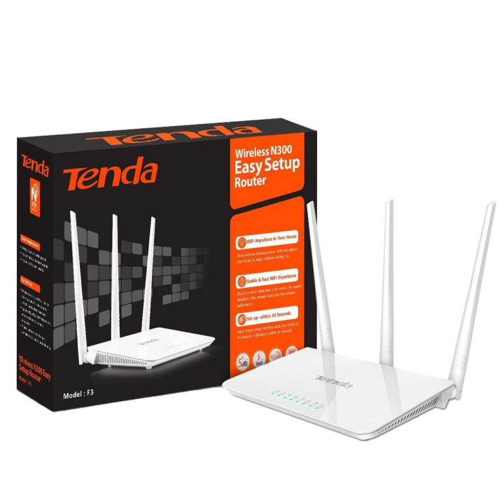 Tenda F3 Wifi Router (New Box Packed) -Tenda F3 300Mbps 3 Antenna Wireless Router
