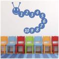SIZE: 2 x 2 Feet - Digits Counting Cute Cartoon Caterpillar Insect Motivational Quote Designed Wall Stickers for School, Kids, Home Decor Lovers -Blue Color. 