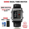 Dual Time Watch Stainless Steel Dial Leather Strap High Quality Multi-Functional 3ATM Water Resistant Wrist Watch For Men. 