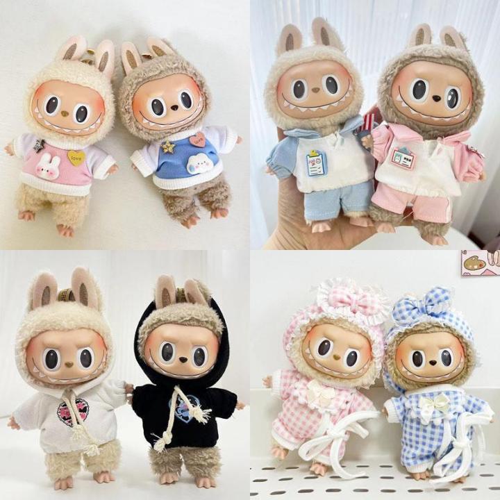 SF Labubu Clothes only] 15cm pendant blind box with cloth for couples sweater casual shirt keychain doll clothes