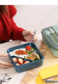 Lunch Box 2 Compartment BPA free Portable Lunch Box School Office Food Storage Container with Fork & Spoon. 