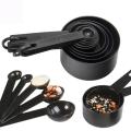10pcs Black Plastic Measuring Spoons Cups Measuring Set Tools For Baking Coffee. 