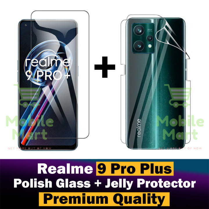 Realme 9 Pro Plus Tempered Glass Screen Protector + Back Hydrogel Soft Film jell Protector Sheet For Realme 9 Pro Plus