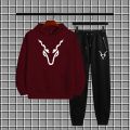 Markhor printed winter soft and comfortable recomended tracksuit for men kangroo hood + trouser. 