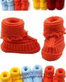 Orange Woolen Baby Shoes Infants Crochet Knit Fleece Warm Booties. 
