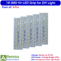5Pcs 4V High Brightness LED Bar Light 18 SMD Strip for DIY Lantern, Emergency Light, Solar Projects & Small Battery Lamps | Energy Efficient & Long Life by Electrica. 