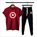 Yellow & black marvel of captain america printed 2 pc summer tracksuit premium quality for men. 