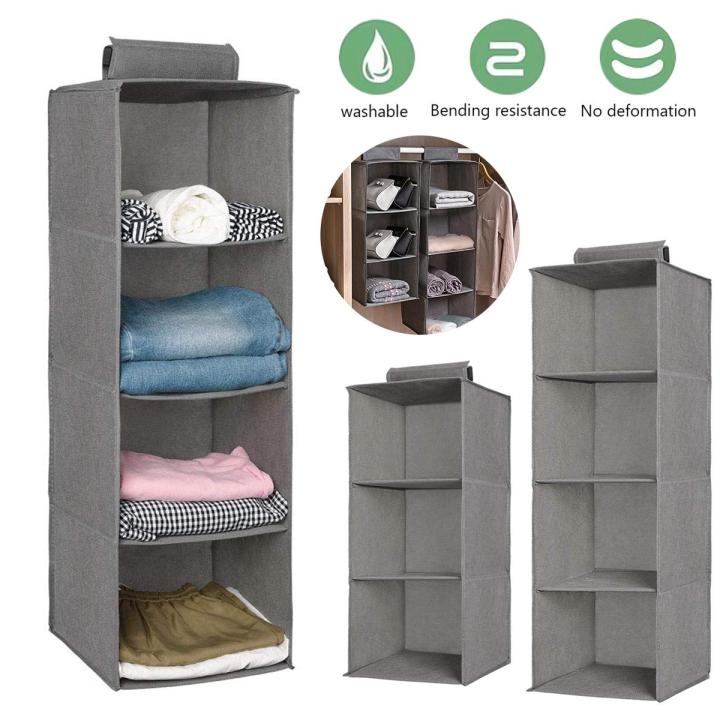 Closet Organizer Hanging Storage Bag Wardrobe Cloth Organizer 5/6 Layers Shelf Foldable Rack Shelves