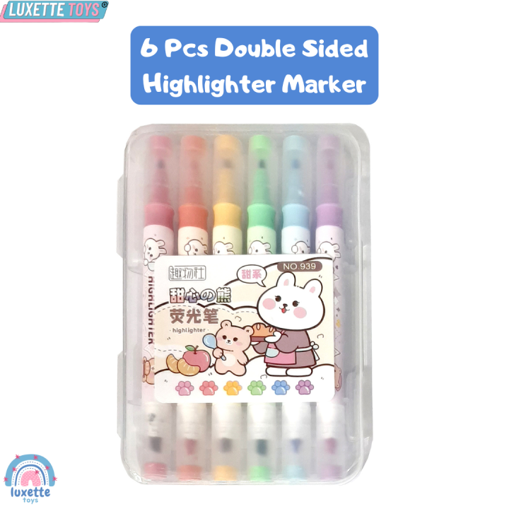 6Pcs/Set Cartoon Animals Highlighter Marker Macaron Oblique Tip-Marker Fluorescent Pen-Vibrant Colored Highlighters with Fine Tips for Adult Teenage Kids, Perfect for Coloring Books, Writing, Journaling, Drawing, Scrapbooking, Art, and Office Use.