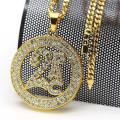 Men hop hip Gold Ice Out BIG 2pac Meddalion Tupac Rapper Pendant necklace Rhinestone 27.5 inch Cuban Chain Bling Necklace. 