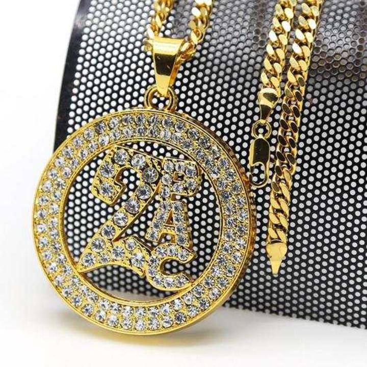 Men hop hip Gold Ice Out BIG 2pac Meddalion Tupac Rapper Pendant necklace Rhinestone 27.5 inch Cuban Chain Bling Necklace