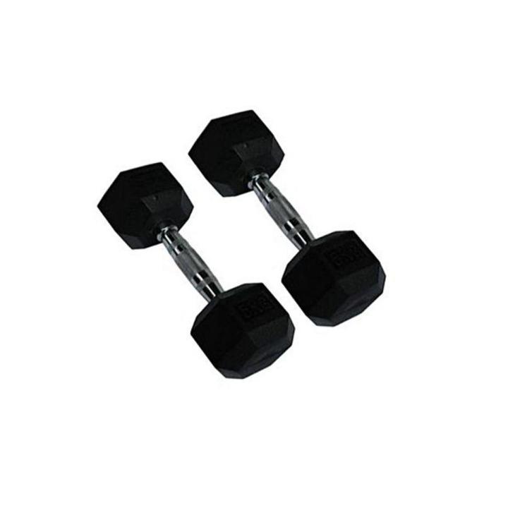 Pair Of Rubber Coated Dumbbells - 2KG - Black