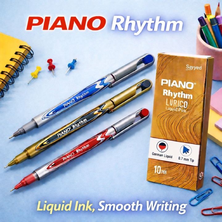 Rhythmic Ink Piano Rhythm Lyrico liquid ink ballpoint pen 0.7mm - Pack of 10 Pcs ...